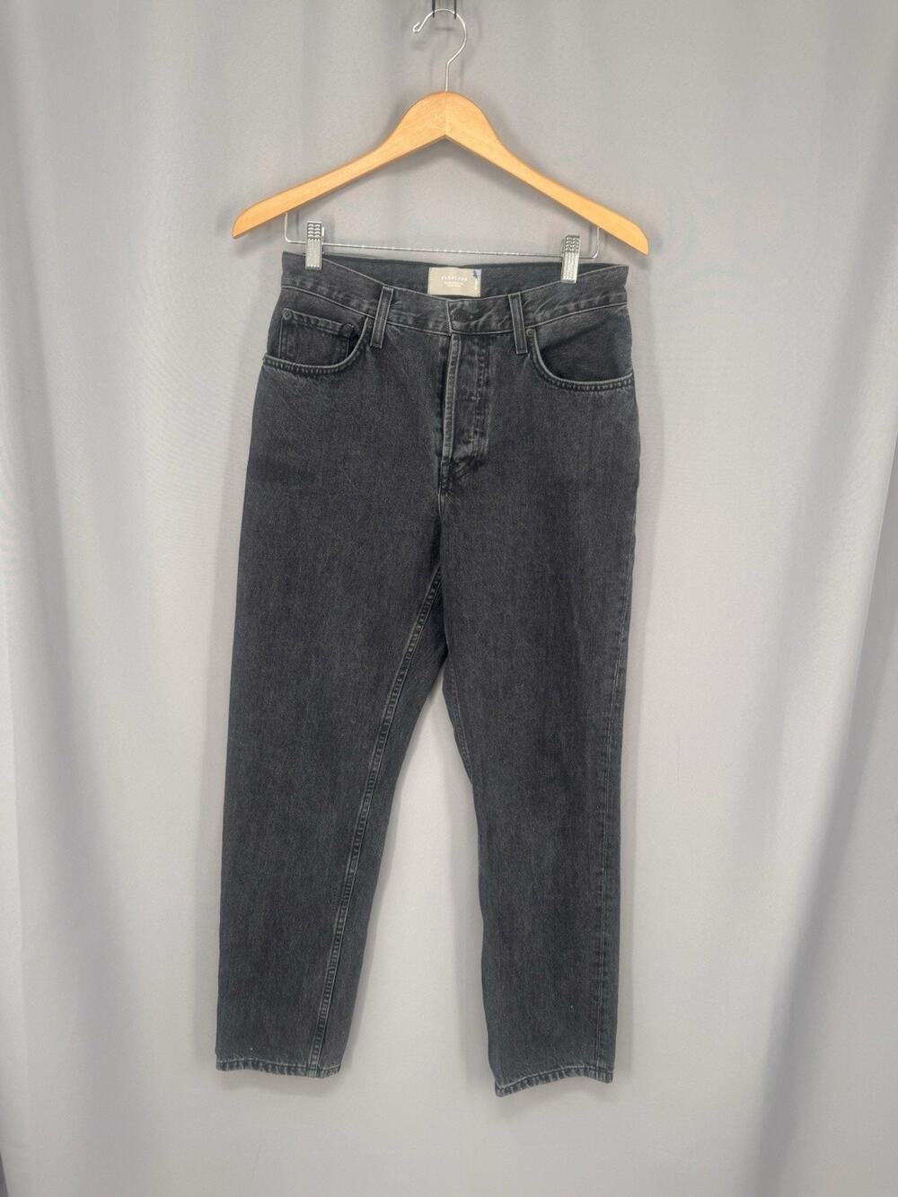 Everlane Jeans Womens 28 Black 90s Cheeky Jeans Button Fly Retro High Rise Ankle